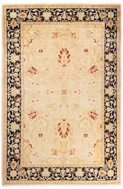 Overton Handknotted Wool Contemporary Oriental Ivory Area Rug - 6' x 9'