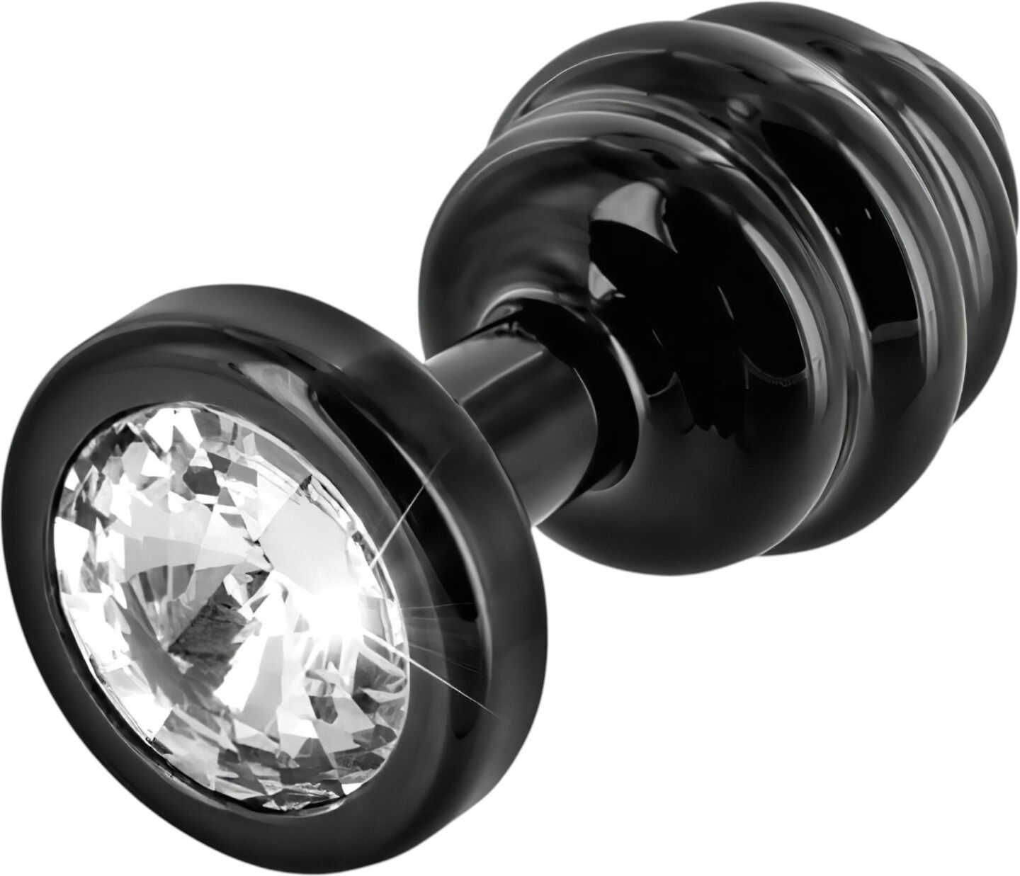 DIOGOL Anni - Ribbed Black Anal Plug (3cm)