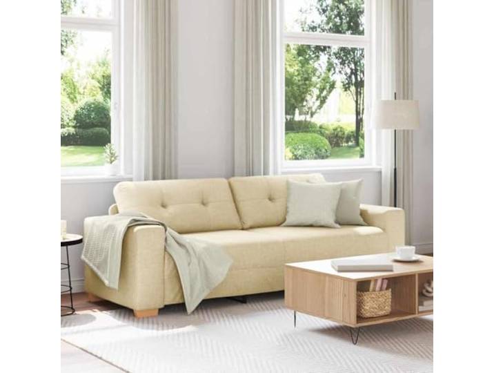 vidaXL 3-Sitzer-Sofa Creme 220 cm Stoff Großzügig für bis zu drei Personen, sorgt für eine gemütliche Atmosphäre bei Zusammenkünften, Modernes Aussehen,