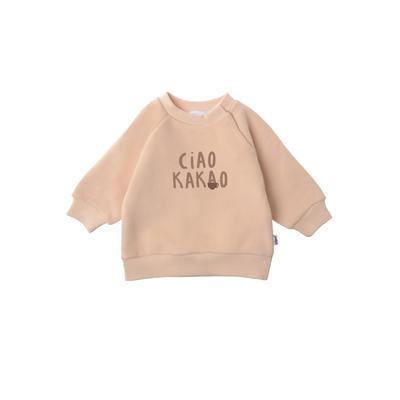 Sweatshirt LILIPUT "Ciao Kakao", Jungen, Gr. 110/116, beige, 80% Baumwolle, 20% Polyester, bedruckt, normal, Rundhals, Sweatshirts Sweatshirt, mit lustigem Kakao-Print
