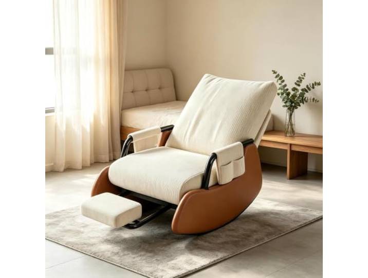 kumamart Ergonomischer Ruhesessel – für Gemütliche Ruhemomente Moderner Ruhesessel mit solider Schaukelbasis und praktischem Seitenfach für Zeitschriften.