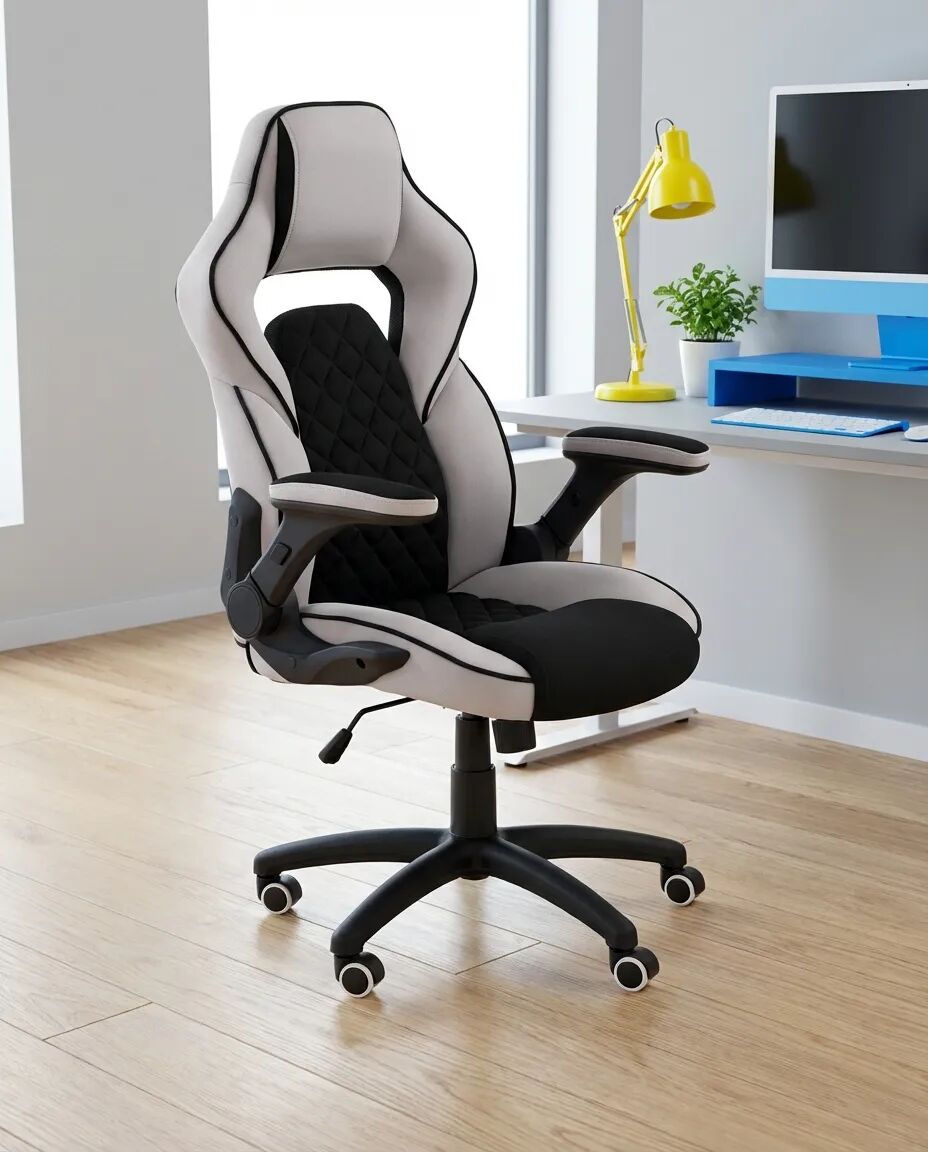 Edinos Fotel gabinetowy - czarny + popielaty K1-W78
