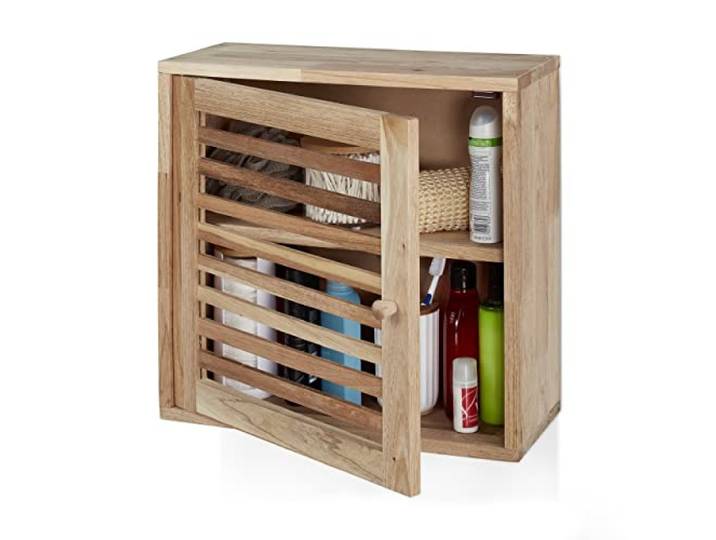 Relaxdays Armoire Murale\, Noyer\, 2 Compartiments\, Fermeture magnétique\, Salle de Bain\, Cuisine\, HLP: 42x42x18 cm\, Nature