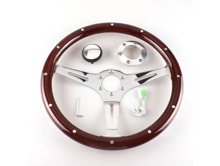 Volant universel en bois de 380 mm pour voiture, volant classique en bois de 15 pouces pour voitures