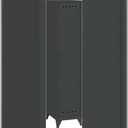 Bisley Fern Locker Garderobenschrank aus Metall | Spind mit 3 festen Fachböden im Retro-Instustrial Design in anthrazitgrau