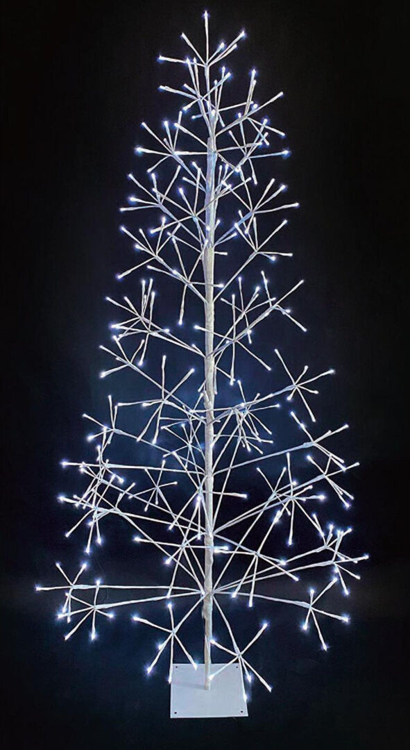 SHATCHI White Pre-Lit Artificial Twig Christmas Trees with Cool White LEDs 5 ft.