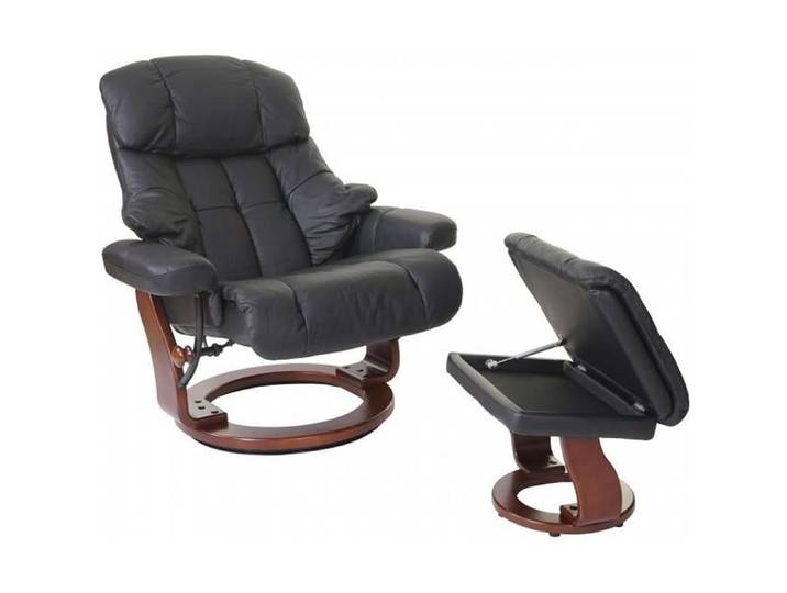 Fauteuil relax Calgary XXL - MCA - Cuir - Noir - Charge 180kg