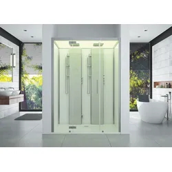 Hoesch SensePerience Dampfkabine 1600x1000 Nische rechts, Duschwanne Solique, Wände Schwarz