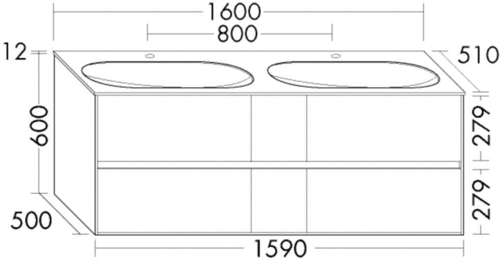 Burgbad Glas Doppel-Waschtisch-Set rc40 Schilf Hochglanz/Schilf Matt, SGKL160F4517A0067 SGKL160F4517A0067