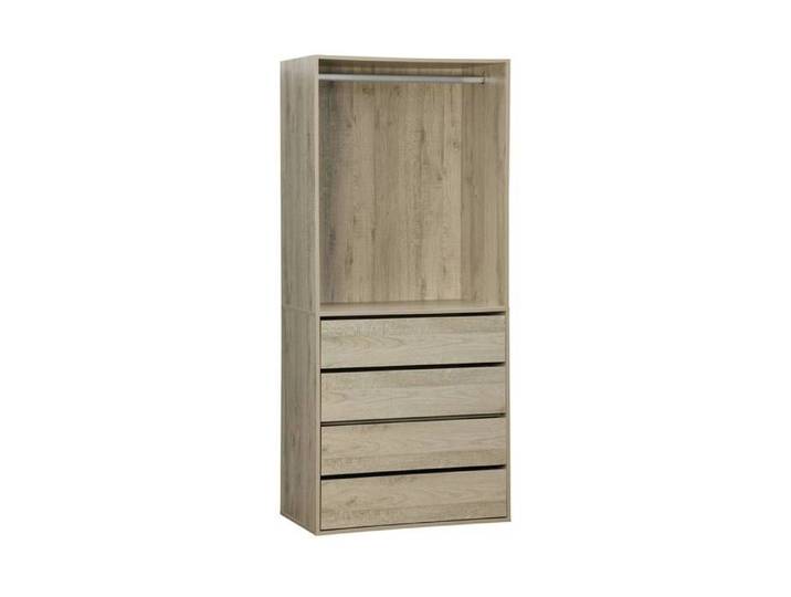 Module dressing avec 4 tiroirs et 1 penderie naturel. panneaux stratifiés