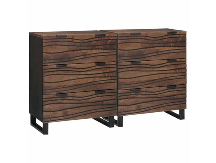Fisinber Sideboard 2er Set Walnuss 120x33,5x75 cm Kommode Aus Mangoholz und Holzwerkstoff mit 6 Schubladen. Viel Stauraum fuer Wohnzimmer, Schlafzimmer und Esszimmer.