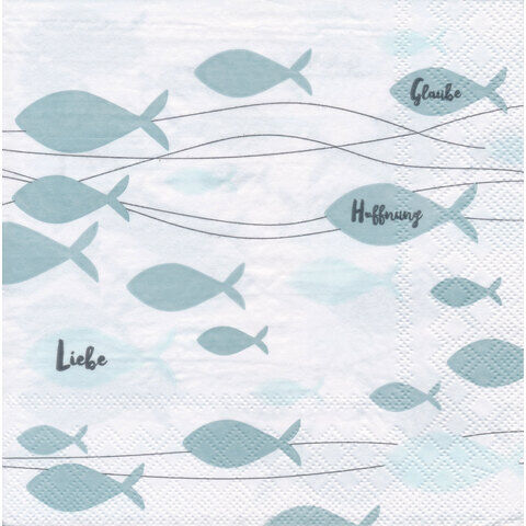 Papierservietten "Fischschwarm", grün, 33 x 33 cm, 20 Stück