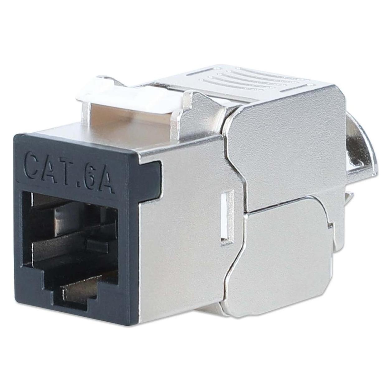 Intellinet Cat6a 10G Slimline Keystone-Modul, geschirmt und werkzeuglos, schwarz (Keystone Modul) (791298)