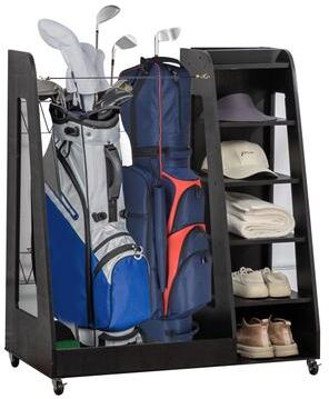 Justmaellc Premium Wooden Golf Clubs Storage Rack Fit 2 Golf Bags