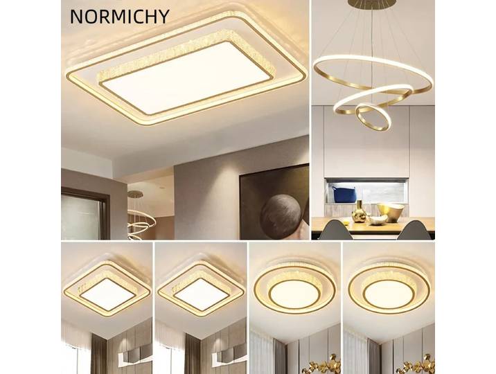 Lustre de plafond moderne Led luxe cristal plafonnier carré/anneau Salon salle à manger chambre cristal ensemble Lustre Salon