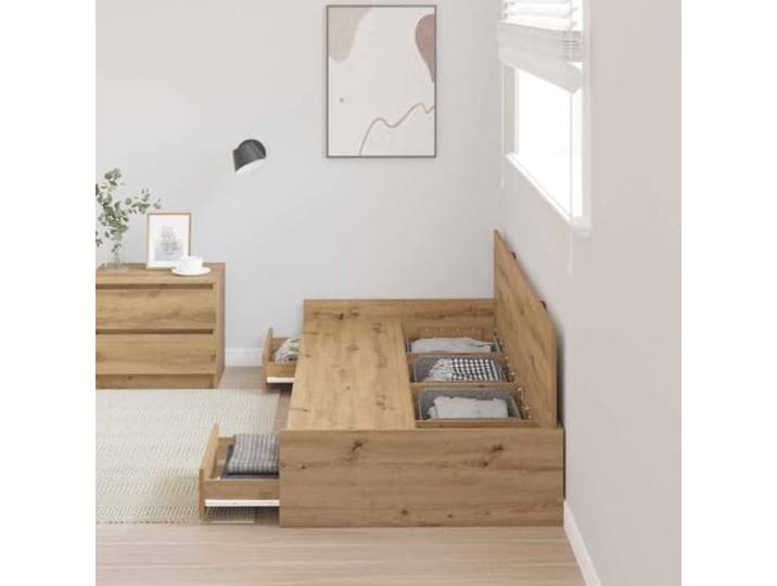 KTHLBRH Boxspringbett Eiche Handwerk 90 x 200 cm Massives Kiefernholz, Kopfteil, Flügeltür, 100 kg