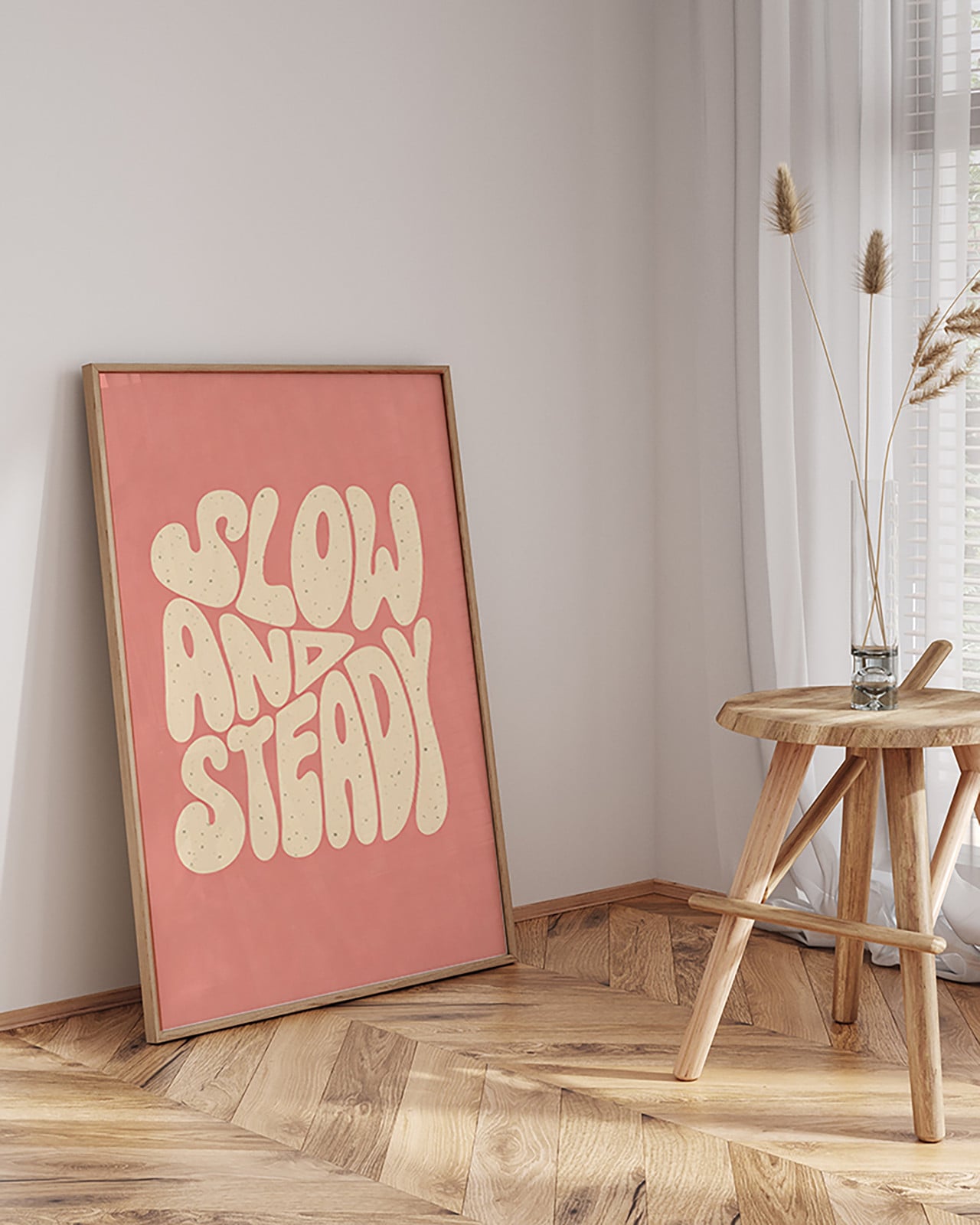 home24 Kunstprint Slow & Steady, abstract met typografie, multicolor, B: 63 cm x H: 83 cm
