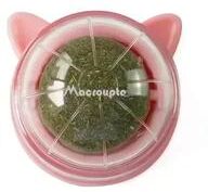 Inspire Select Stick On Catnip & Cat Grass Wall Ball Toy Natural Lickable Treat Roller For Digestion & Boredom Relief pink