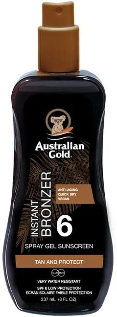 Australian Gold Sunscreen SPF6 Spray Gel With Instant Bronzer 237 ml