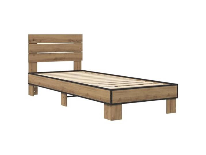 KTHLBRH Bettgestell mit Kopfteil Eiche handgefertigt 80 x 200 cm Technisches Holz, feste Latten, Unterstützung 140 kg, Montage erforderlich