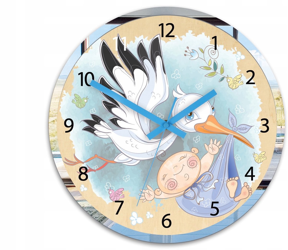 ModernClock Kindertjes Wandklok Ooievaar 30cm Analoog Stil Uurwerk