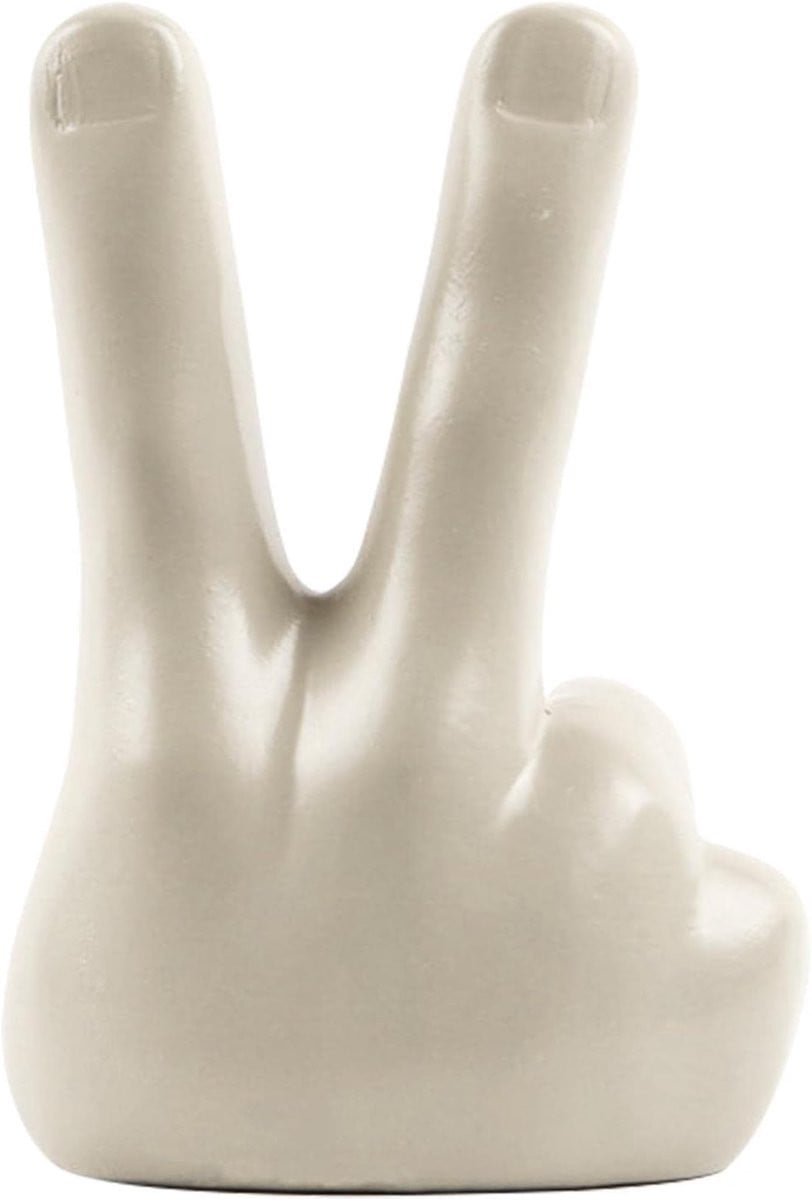 Wit Abstract Hars Hand Sculptuur Vredesteken Beeldje voor Bureau Decoratie, Hoogte: 12,5 cm