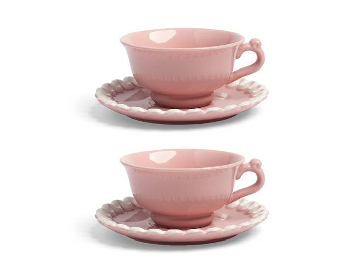 &Klevering - Kop en Schotel Whip - Roze - Set Van 2