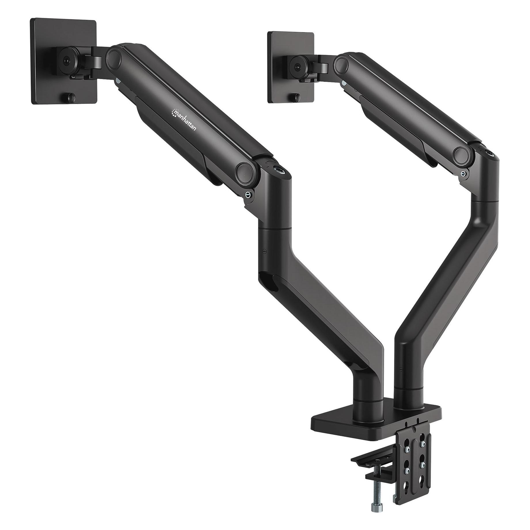 Manhattan Tischhalterung mit mechanischer Feder und besonders hoher Traglast für zwei Monitore, Aluminium (Tisch, 45", 20 kg) (462587)