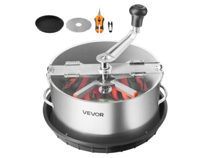 VEVOR Effeuilleuse Manuelle 30 cm Coupe-bourgeons Lame Acier Inoxydable\, Découpe Hydroponique Humide et Sèche avec Plateau\, Coupe Rotative Torsadée pour Bourgeons Fleurs Feuilles\, Herbes Aromatiques