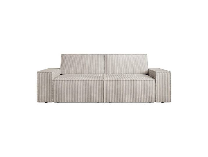 Vente-Unique Sofa - 3 Personen - samt - beige Amelia, Beige, Kunststoff, 230x85x95 cm, Wohnzimmer, Sofas & Couches, Sofas