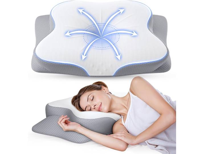 Oreiller cervical pour soulager la douleur au cou, oreiller ergonomique en mousse à mémoire de forme avec étui de refroidissement, soutien orthopédique, oreiller de couchage latéral pour