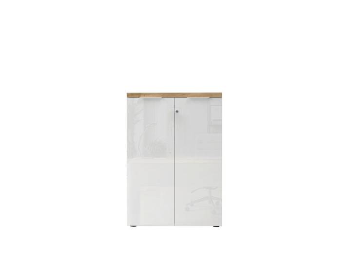 Schrank Easy Office Eichefarben/Weiß Hochglanz