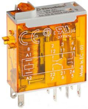 Finder Mini relais 2W 8A 2x inverseur 230VAC 46.52.8.230.0040 (465282300040)