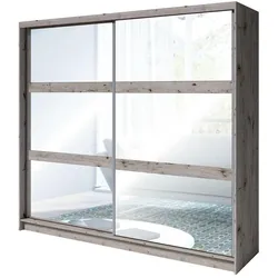 DREHTÜRENSCHRANK HEIMOR 230/215/62cm 2-türig mit Spiegel Eiche Wellington