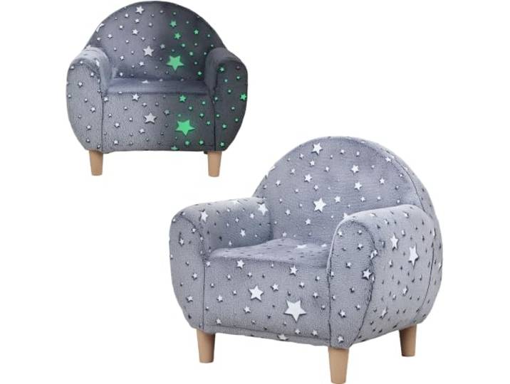 AIYAPLAY Kindersessel leuchtet im Dunkeln Einzelsitz Kleinkindwanne Grau Stern-Design, gepolstert, Kleinkind-Wannensessel, Schlafzimmer, Spielzimmer, Kinderzimmer