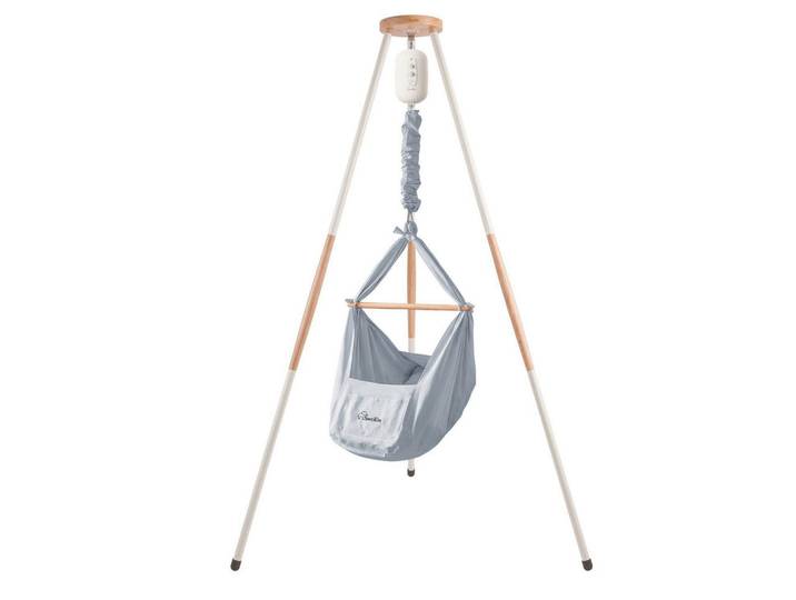 Swollie Federwiege, Graublau, 120x194x120 cm, wendbar, atmungsaktiv,Feder mit Sicherheitsseil, Babymöbel & Kindermöbel, Babyzimmer, Babybetten, Stubenwagen & Babywiegen