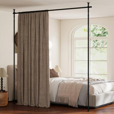 Costway Room Divider Curtain Rod with Adjustable Floor to Ceiling Tension Rod No Drilling Required-Black