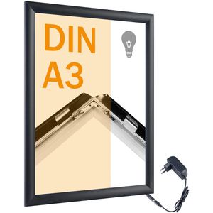 Sprintis Klapprahmen 25 mm Profil, DIN A3, schwarz, Aluminium, mit LED-Beleuchtung