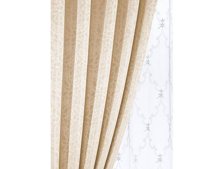 Übergardinen-Garnitur mit Universalschienenband, Creme, Größe 899 (2er-Pack Raffhalter, 70 cm)