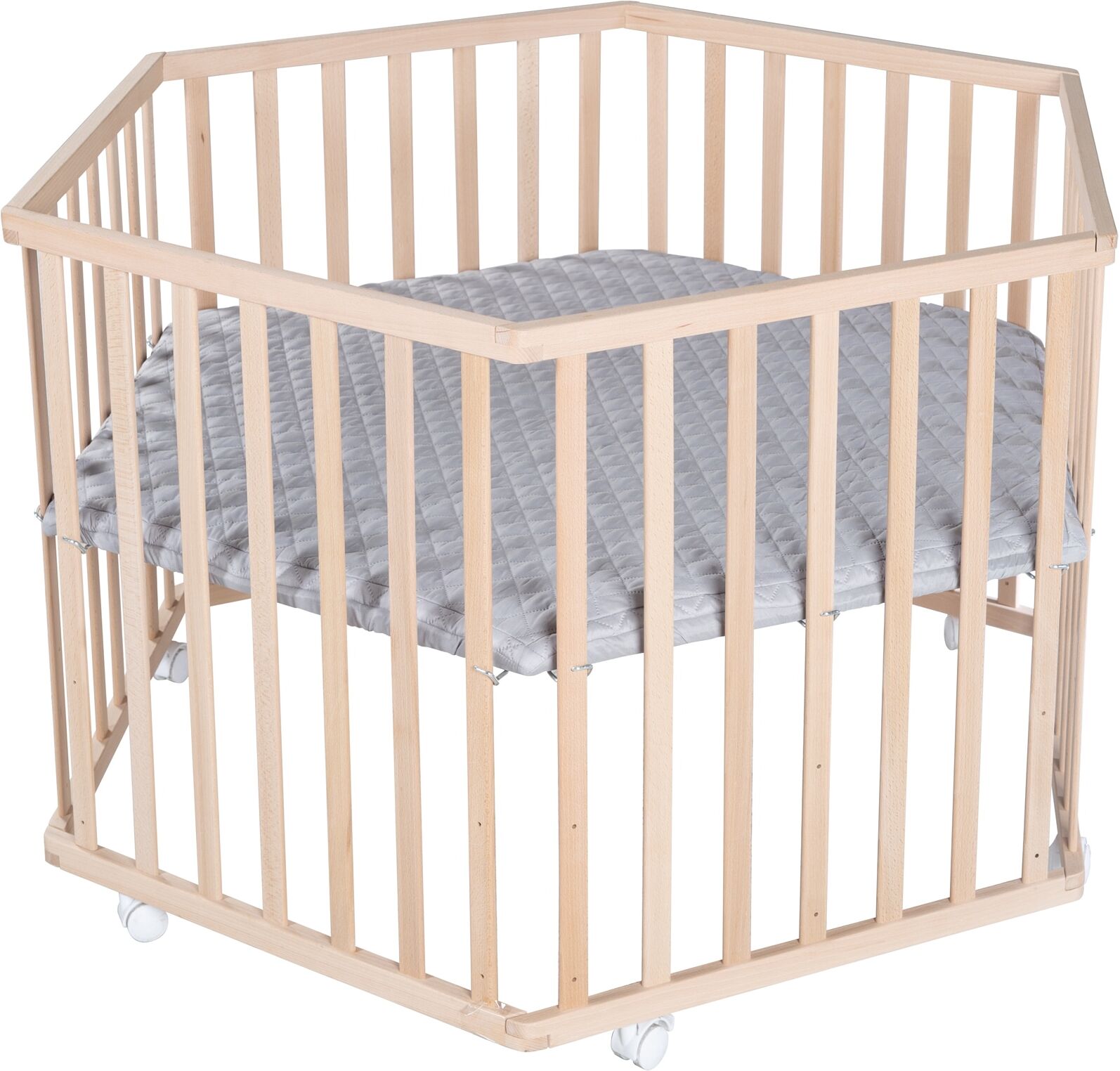 Laufgitter ROBA "Style, buche, 6-eckig", Baby, braun (buche), Laufställe Laufgitter, mit Schutzeinlage und Nestchen buche Einheitsgröße
