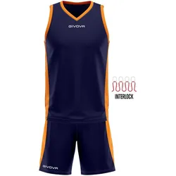 Givova, Jungen, Velotrikot, Set aus Trikot und Shorts für Kinder (XXS), Orange, Blau, XXS