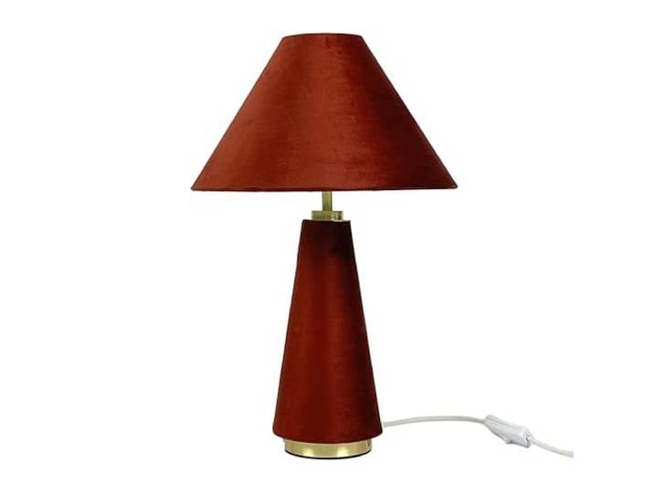 Relaxdays Lampe de table\, abajour velours et pied métal\, E14\, H47 x 30 cm\, lampe de chevet câblée\, chambre\, abricot/or