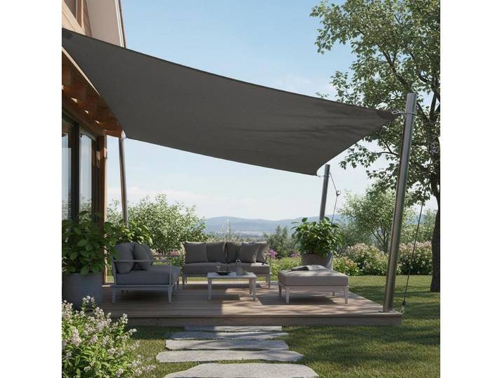 Voile d'ombrage rectangulaire en tissu Oxford, 4x6 m, anthracite