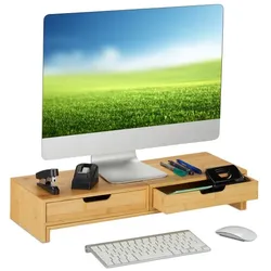 Relaxdays Monitorständer für 2 Monitore Hellbraun