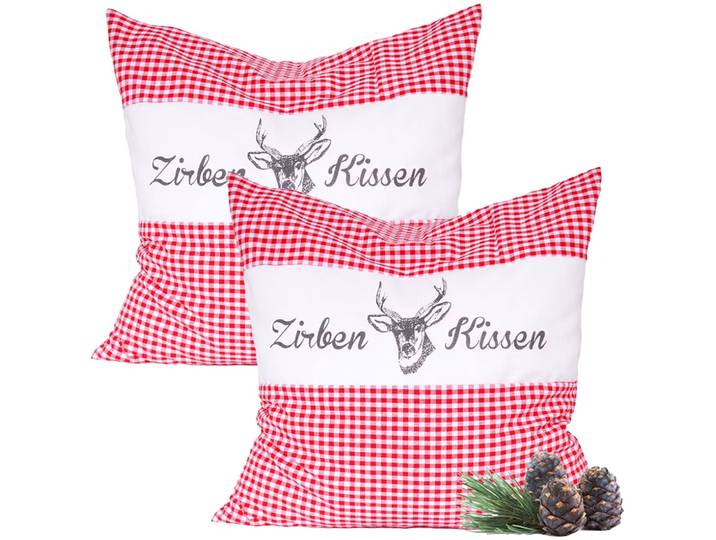 2er-Set Zirbenkissen Vichy Rot 30 x 30 cm