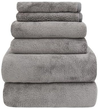 Farberware FBT-001-SP-7 Smoked Pearl Coral Fleece-Bath Towel - 6PC