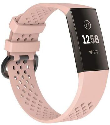 Everyday Crate Sport Silicone Watch Band For Fitbit Charge 3 Breathable Adjustable Replacement Strap pink