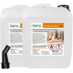 20 LIter Bioethanol 100% im 10-Liter-Kanister für Ethanol-Kamine-2 x 10 Liter