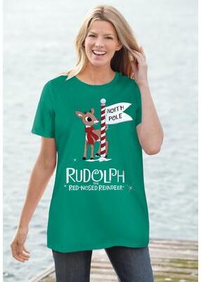 Plus Size Women's Disney Rudolph Xmas Tee by Disney in Green Stella (Size 2X)