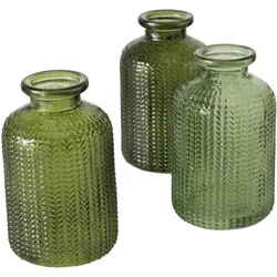 Boltze Vase Merula 3-teilig, 10 cm, Ø 6 cm, grün
